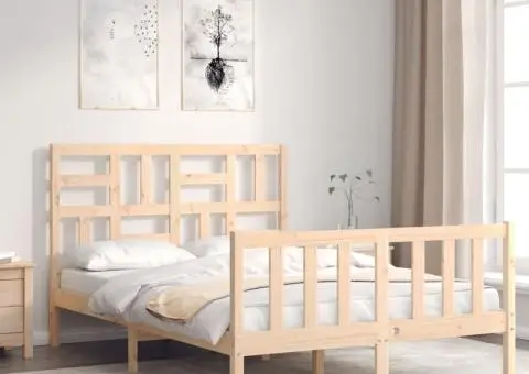 Cadru de pat fără saltea, 140x200 cm, lemn masiv pin - 3/5