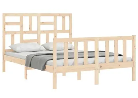 Cadru de pat fără saltea, 140x200 cm, lemn masiv pin - 4/5