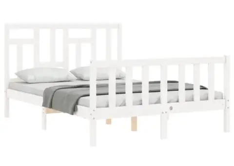 Cadru de pat cu tăblie dublu mic, lemn masiv - 4/5