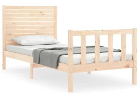 Cadru de pat cu tăblie single, lemn masiv - 2/5