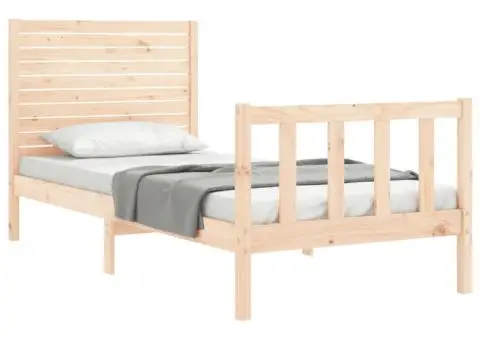 Cadru de pat cu tăblie single, lemn masiv - 4/5