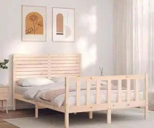 vidaXL Cadru de pat fără saltea, 140x190 cm, lemn masiv de pin
