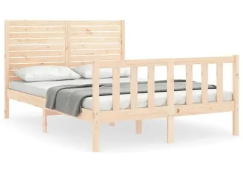 Cadru de pat fără saltea, 140x190 cm, lemn masiv de pin - 2/5