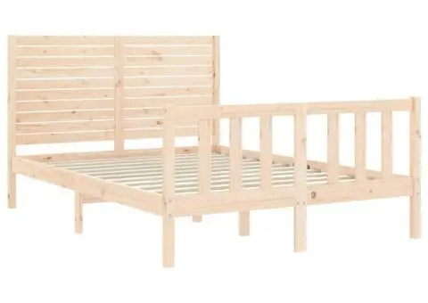 Cadru de pat fără saltea, 140x190 cm, lemn masiv de pin - 5/5