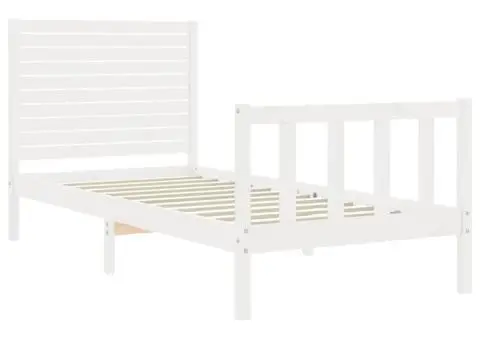 Cadru de pat fără saltea, alb, 90x200 cm, lemn masiv pin - 5/5