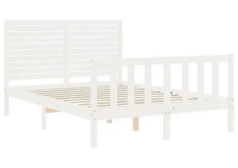 Cadru de pat fără saltea, alb, 120x200 cm, lemn masiv pin - 5/5