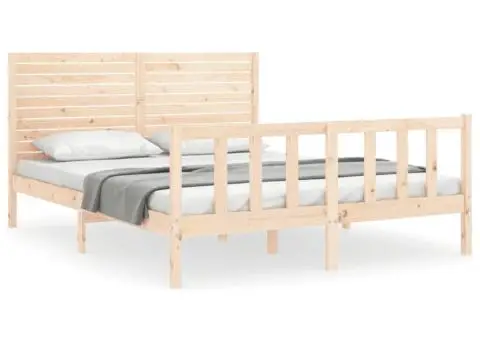 Cadru de pat fără saltea, 160x200 cm, lemn masiv pin - 2/5