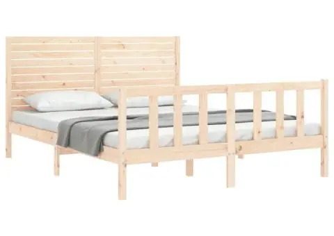 Cadru de pat fără saltea, 160x200 cm, lemn masiv pin - 4/5
