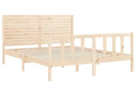 Cadru de pat fără saltea, 160x200 cm, lemn masiv pin - 5/5