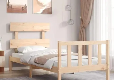 Cadru de pat fără saltea, 90x200 cm, lemn masiv pin - 1/5