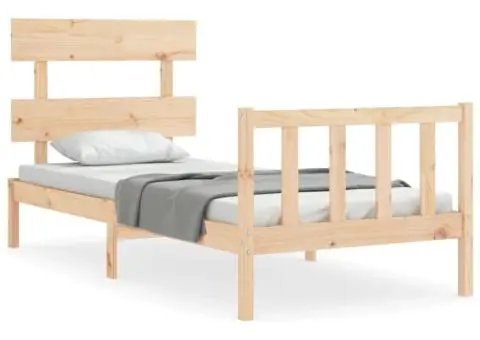 Cadru de pat fără saltea, 90x200 cm, lemn masiv pin - 2/5