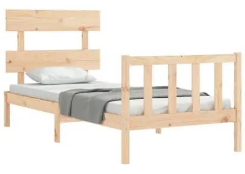 Cadru de pat fără saltea, 90x200 cm, lemn masiv pin - 4/5