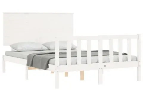 Cadru de pat cu tăblie dublu mic, lemn masiv - 4/5