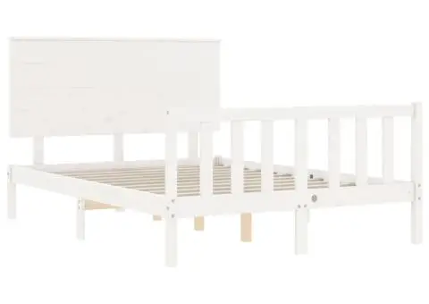 Cadru de pat cu tăblie dublu mic, lemn masiv - 5/5