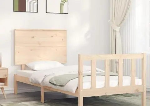 Cadru pat fără saltea, 100x200 cm, lemn masiv pin - 1/5