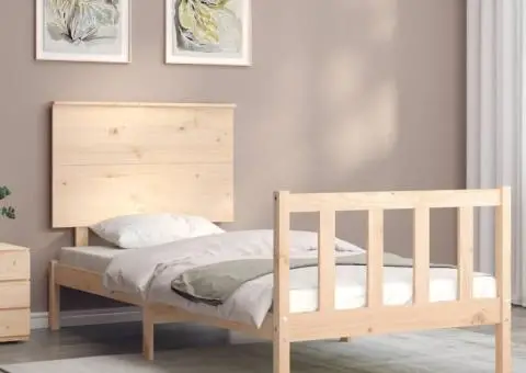 Cadru pat fără saltea, 100x200 cm, lemn masiv pin - 3/5