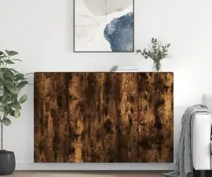 vidaXL Dulapuri montate pe perete, 2 buc, stejar afumat, 69,5x34x90 cm
