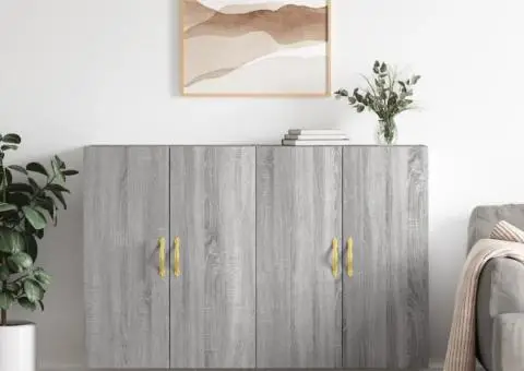 Dulapuri montate pe perete, 2 buc, gri sonoma, 69,5x34x90 cm - 1/5