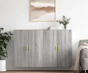 vidaXL Dulapuri montate pe perete, 2 buc, gri sonoma, 69,5x34x90 cm