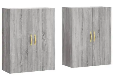 Dulapuri montate pe perete, 2 buc, gri sonoma, 69,5x34x90 cm - 2/5