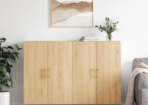 Dulapuri montate pe perete, 2 buc, stejar sonoma, 69,5x34x90 cm - 1/5