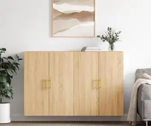 vidaXL Dulapuri montate pe perete, 2 buc, stejar sonoma, 69,5x34x90 cm