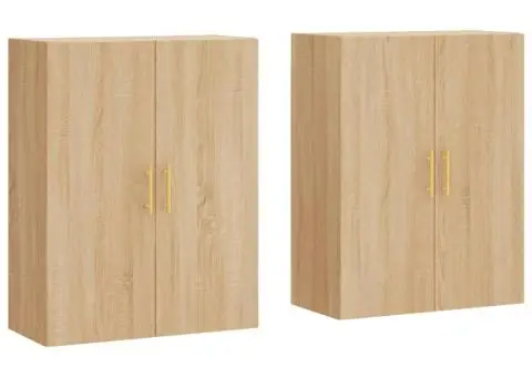 Dulapuri montate pe perete, 2 buc, stejar sonoma, 69,5x34x90 cm - 2/5