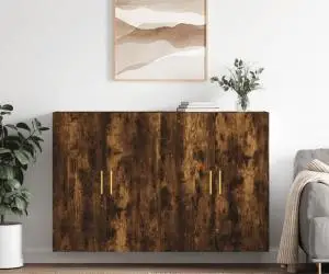vidaXL Dulapuri montate pe perete, 2 buc, stejar afumat, 69,5x34x90 cm