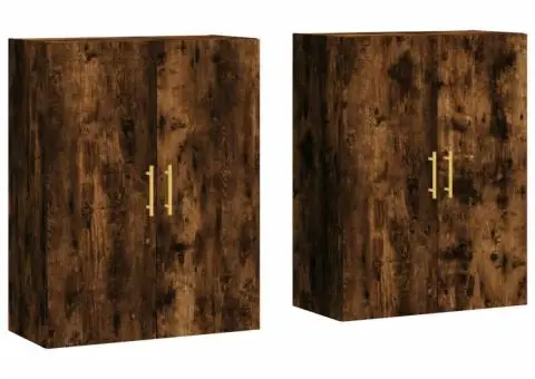 Dulapuri montate pe perete, 2 buc, stejar afumat, 69,5x34x90 cm - 2/5