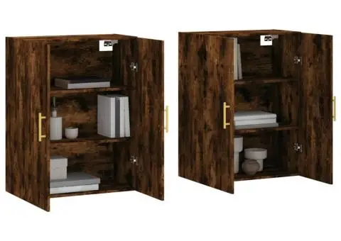 Dulapuri montate pe perete, 2 buc, stejar afumat, 69,5x34x90 cm - 3/5