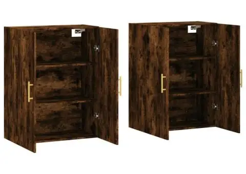 Dulapuri montate pe perete, 2 buc, stejar afumat, 69,5x34x90 cm - 4/5