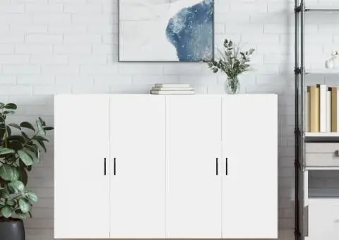 Dulapuri cu montaj pe perete, 2 buc, alb, 69,5x34x90 cm - 1/5