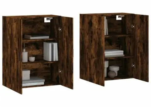Dulapuri montate pe perete, 2 buc, stejar afumat, 69,5x34x90 cm - 3/5