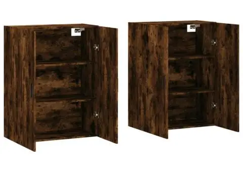 Dulapuri montate pe perete, 2 buc, stejar afumat, 69,5x34x90 cm - 4/5