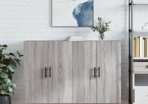 Dulapuri montate pe perete, 2 buc, gri sonoma, 69,5x34x90 cm - 1/5