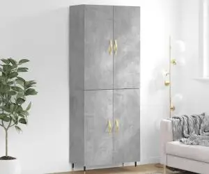 vidaXL Dulap înalt, gri beton, 69,5x34x180, lemn compozit