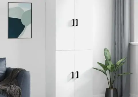 Dulap înalt, alb, 69,5x34x180 cm, lemn compozit - 1/5