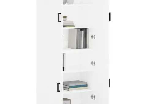 Dulap înalt, alb, 69,5x34x180 cm, lemn compozit - 3/5