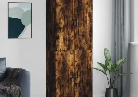 Dulap înalt, stejar fumuriu, 69,5x34x180, lemn compozit - 1/5