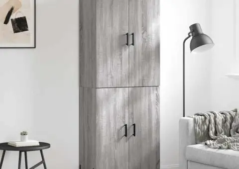 Dulap înalt, gri sonoma, 69,5x34x180 cm, lemn compozit - 1/5