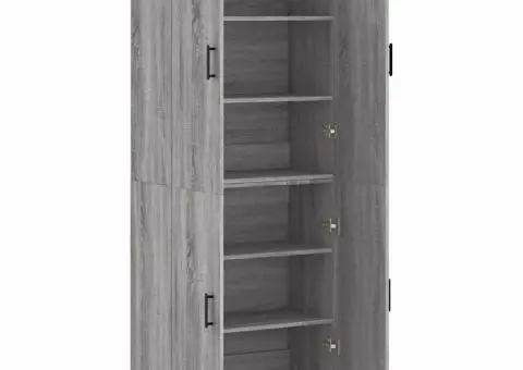 Dulap înalt, gri sonoma, 69,5x34x180 cm, lemn compozit - 4/5