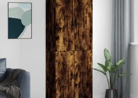 Dulap înalt, stejar fumuriu, 69,5x34x180, lemn compozit - 1/5