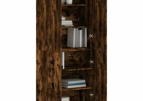 Dulap înalt, stejar fumuriu, 69,5x34x180, lemn compozit - 3/5