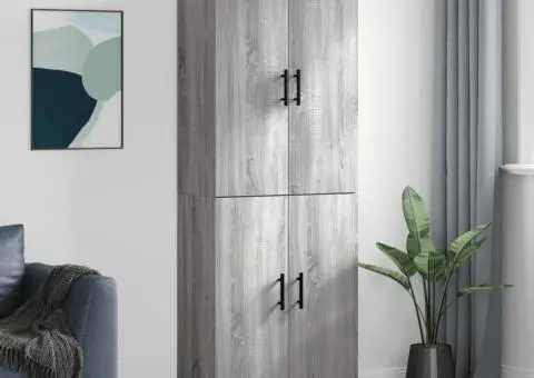 Dulap înalt, gri sonoma, 69,5x34x180 cm, lemn compozit - 1/5