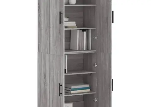 Dulap înalt, gri sonoma, 69,5x34x180 cm, lemn compozit - 3/5