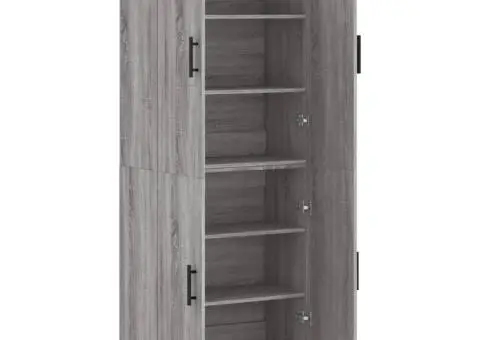 Dulap înalt, gri sonoma, 69,5x34x180 cm, lemn compozit - 4/5