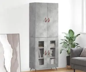 vidaXL Dulap înalt, gri beton, 69,5x34x180, lemn compozit