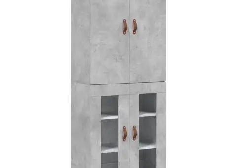 Dulap înalt, gri beton, 69,5x34x180, lemn compozit - 4/5