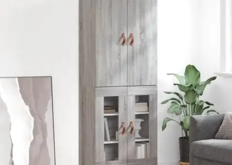 Dulap înalt, gri sonoma, 69,5x34x180 cm, lemn compozit - 1/5