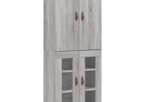 Dulap înalt, gri sonoma, 69,5x34x180 cm, lemn compozit - 2/5